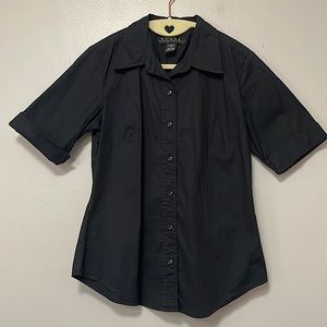 Black button front shirt. Comfy stretch fabric. Size small